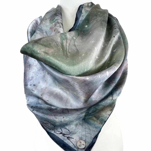 Cosmic Snow Storm & Fairy Dust Square Pure Silk Scarf or Wrap - Picture 3 of 11